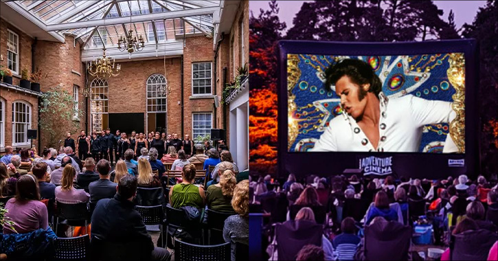 crowd watching performance at Durham Fringe Festival and outdoor Adventure cinema